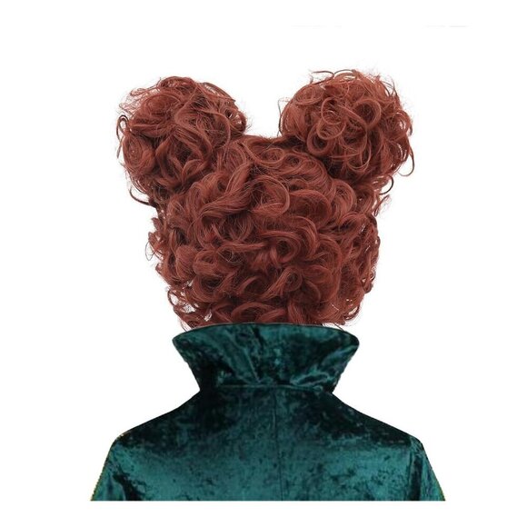 Women Brown Short Curly Copper Heart Wig Witch Costume Accessory Wigs for Party - Picture 3 of 8